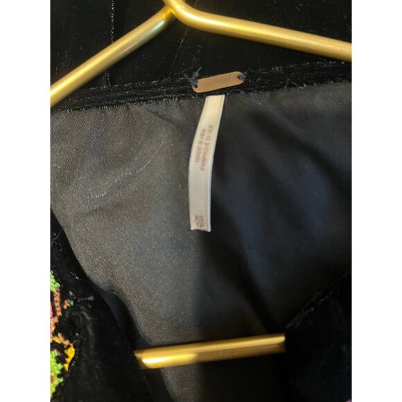 Free People Always Forever Black Velvet Embroidered Tunic Dress Sz XS TP - Picture 6 of 8